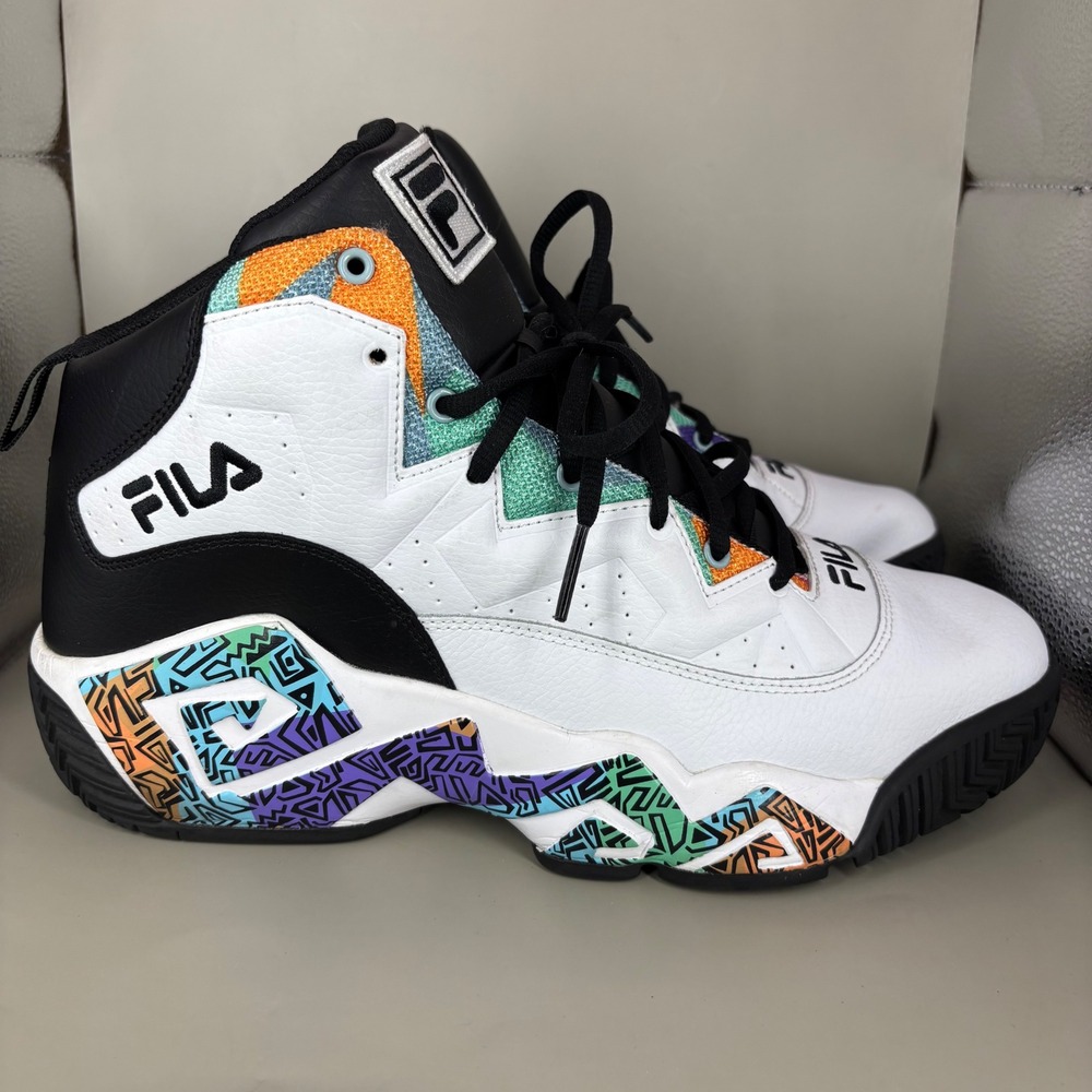 Fila MB Basketball Shoes White Black Multicolor 1BM01084-175 Mens 13
